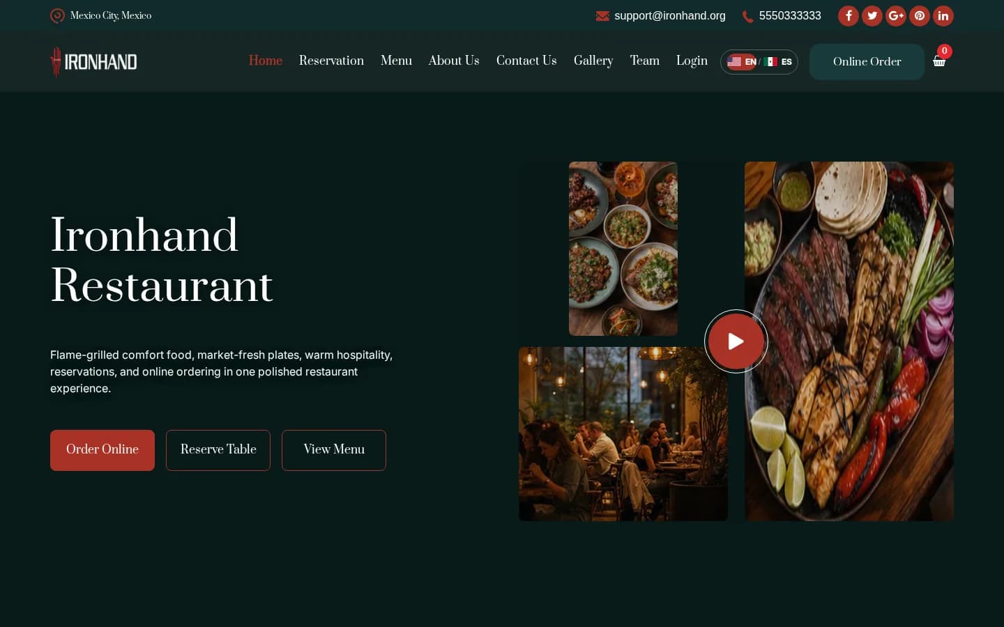 Restaurant Management System interface
