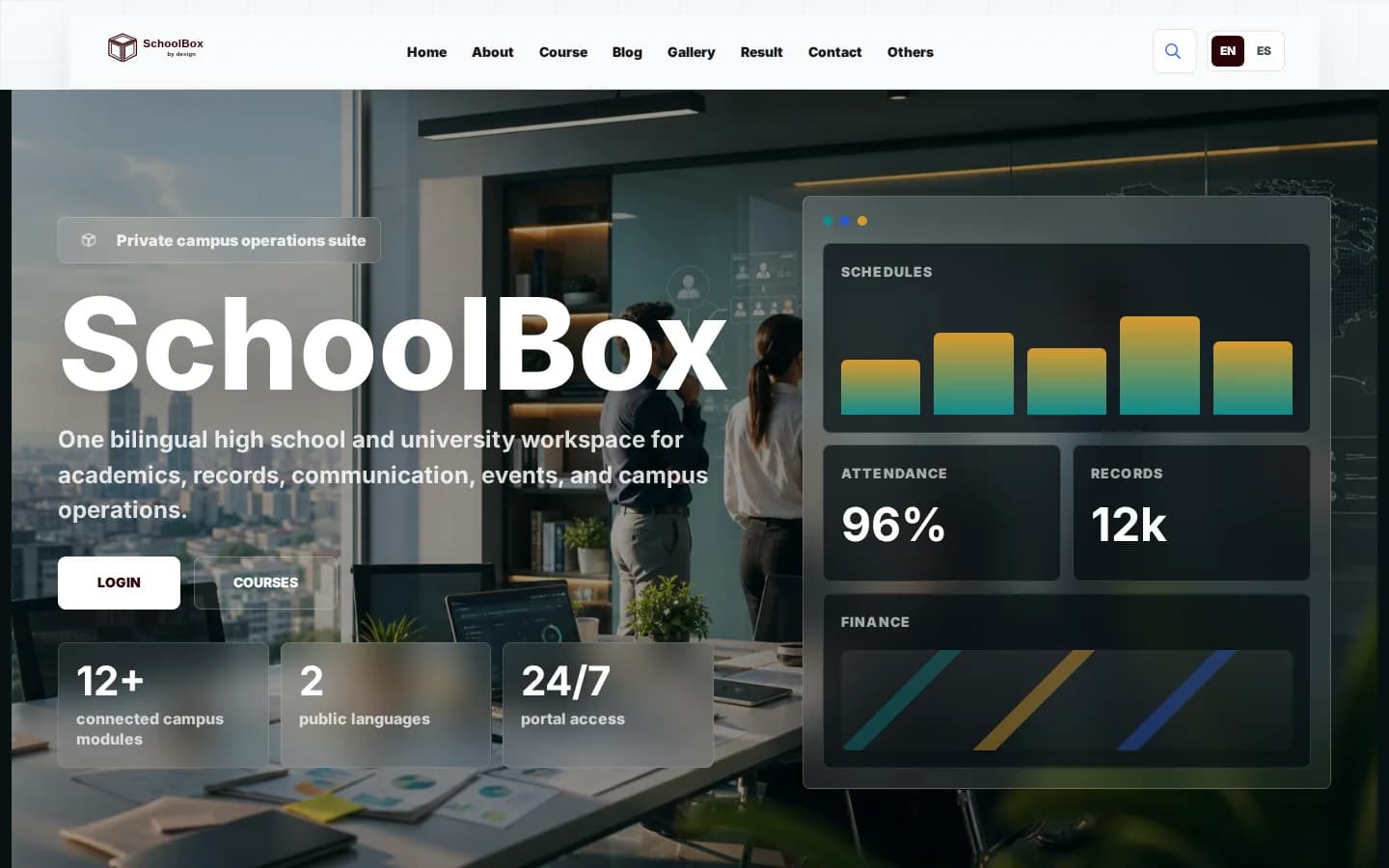 Interfaz de SchoolBox By Design
